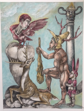 Herakles& Telephos,2015, watercolor/graphite on papper, 9 by12"