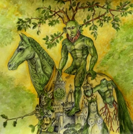 The Green Knight, 2015, watercolor on paper, 11 by 11"