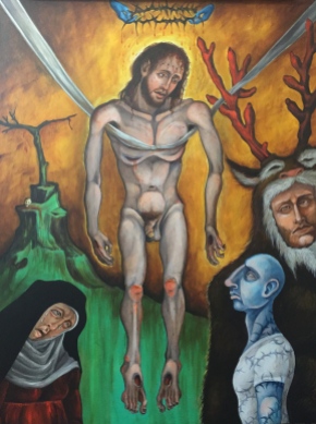 Descent from the Cross II, 2015, acrylic on canvas, 30 by 40"