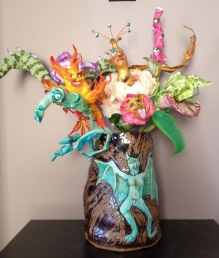 Seven Deadly Sins, 2013, fired clay and painted modeling compound, approx. 24" tall