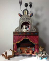 Daisy's Reliquary, 2013, mixed media including painted wood and modeling compound, about 19" tall