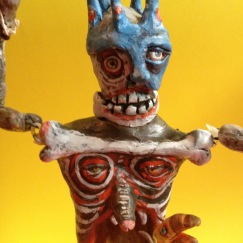 Huitzilipochtli Marionette, 2016, painted modeling compound, about 9" tall