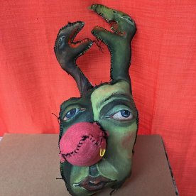 Trophy Head#62, 2016, painted rag doll, approximately 16" tall