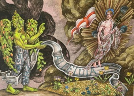 (He has Risen) & All the Earth Rejoices 2023 Graphite and colored pencil , gouache on illustration board 15 by 30 inches
